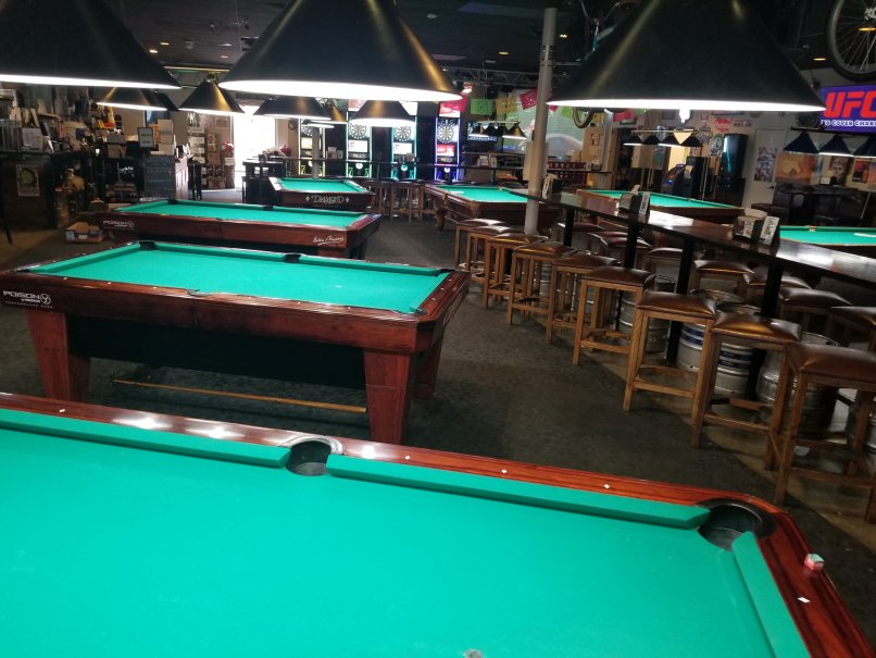 Pool tables at Campus Billiards